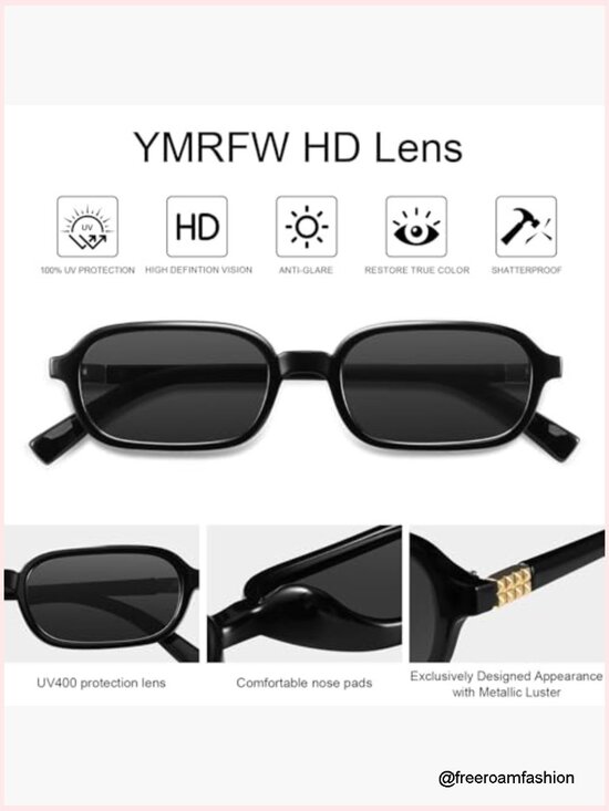 Retro Rectangular Narrow Small 90s Style Sunglasses UV Protection main image 6